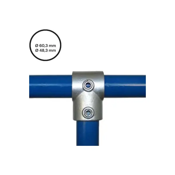 Konstrukční fitinka, spojka ocelových trubek pr. 60,3 mm | pr. 48,3 mm – redukční odbočka 101-E60/D48